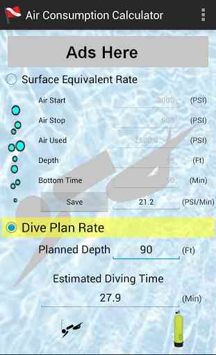 Scuba Diving Air Usage Calc 2