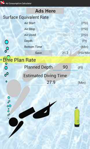 Scuba Diving Air Usage Calc 4