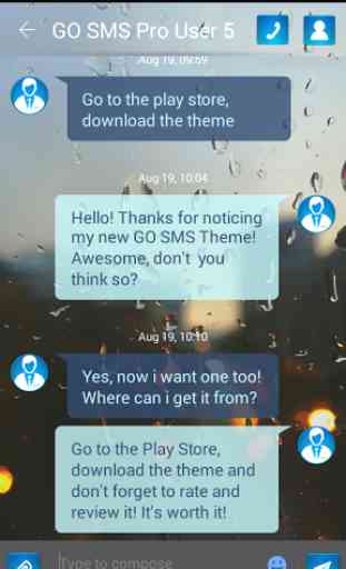 Glass GO SMS Theme 3