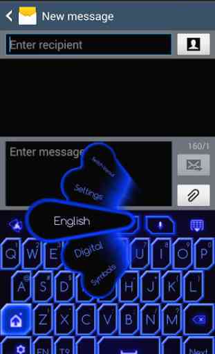GO Keyboard Blue Neon Theme 4