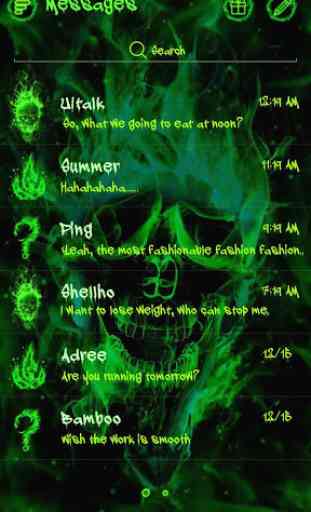 GO SMS PRO GREEN FIRE THEME 2