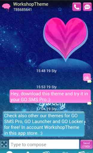 GO SMS Pro Theme Pink Blue 1
