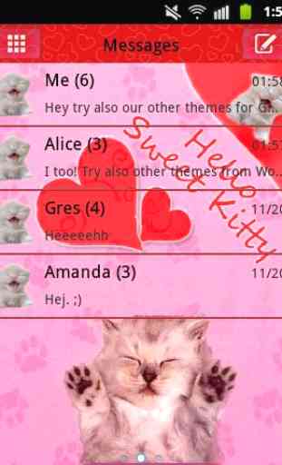 GO SMS Pro Theme Pink Cats 1