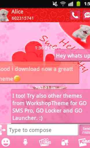 GO SMS Pro Theme Pink Cats 2