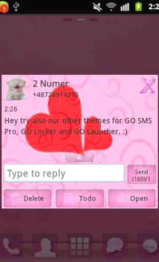 GO SMS Pro Theme Pink Cats 4