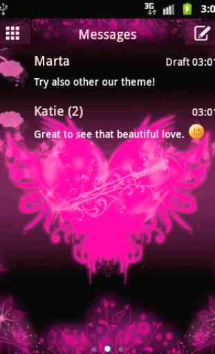 GO SMS Pro Theme Pink Heart 1