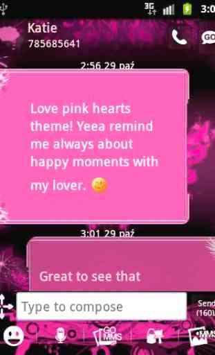 GO SMS Pro Theme Pink Heart 2