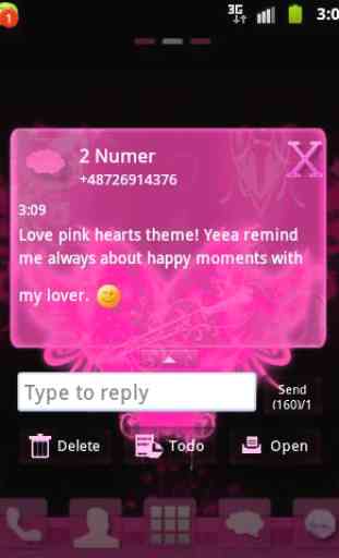 GO SMS Pro Theme Pink Heart 3