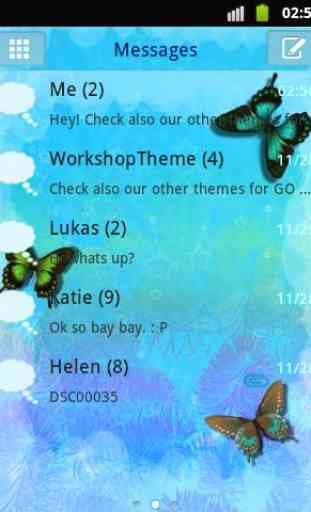 GO SMS Theme Blue Butterfly 1