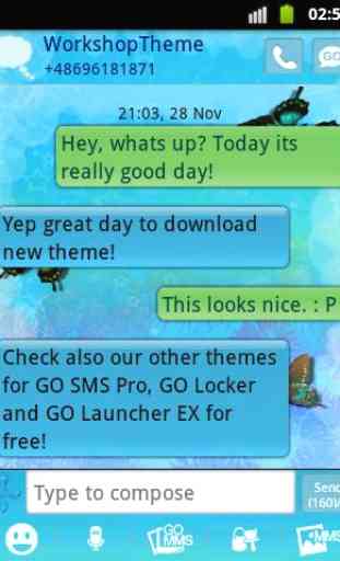 GO SMS Theme Blue Butterfly 2