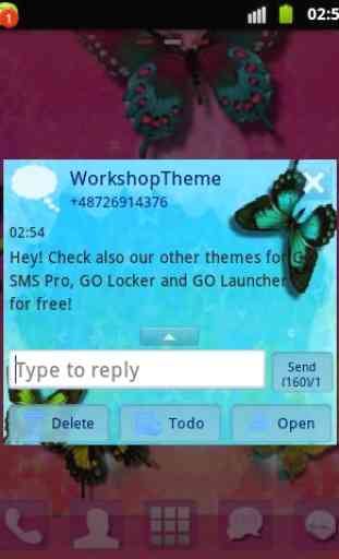 GO SMS Theme Blue Butterfly 4