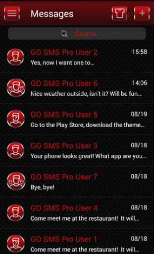 Red GO SMS Theme 2