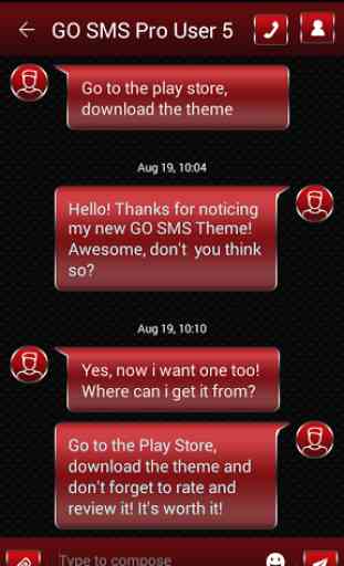 Red GO SMS Theme 4