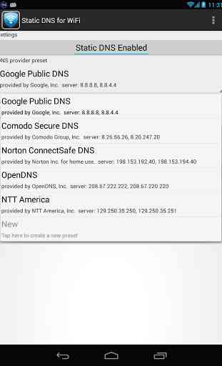 Static DNS for WiFi 4