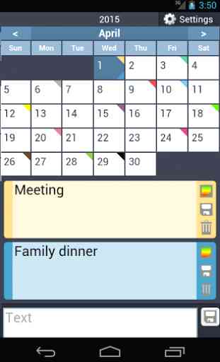 Calendar with colors 1