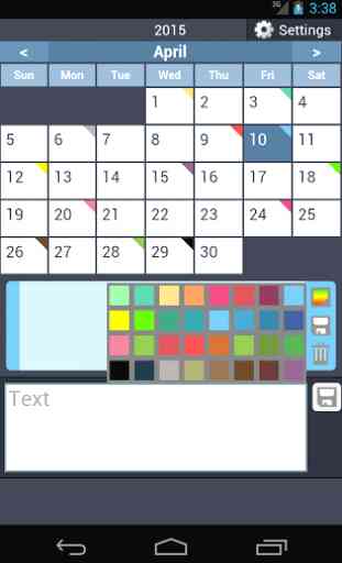 Calendar with colors 2