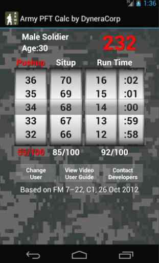 Army PFT Calculator by Dynera 2