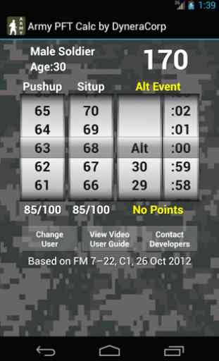 Army PFT Calculator by Dynera 3