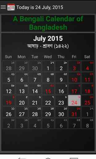 Bangla Calendar with holidays 1