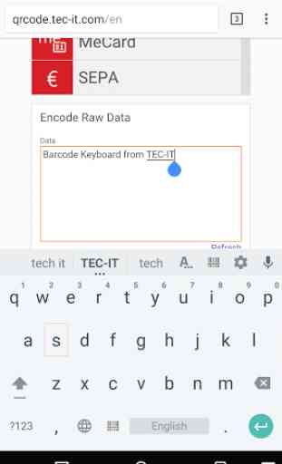 Barcode Keyboard + NFC, Demo 1