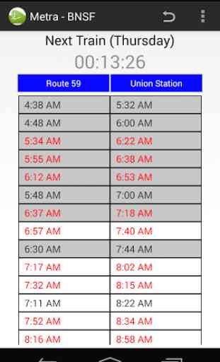 Schedule for Metra - BNSF 1
