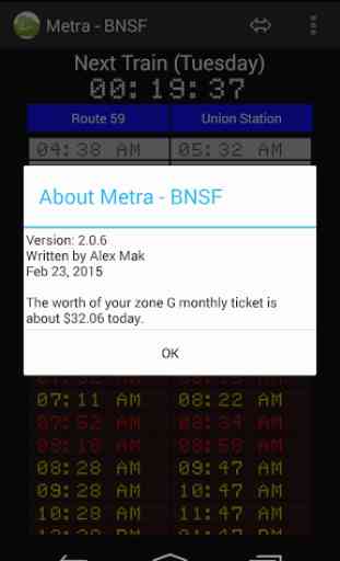 Schedule for Metra - BNSF 4