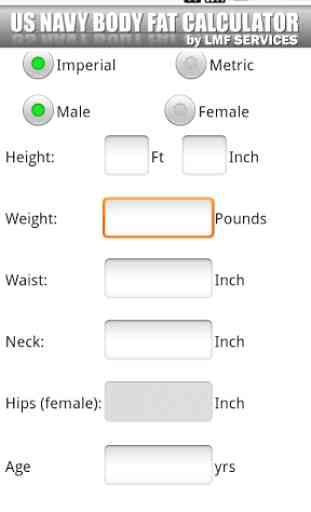 US  NAVY Body Fat Calculator 1