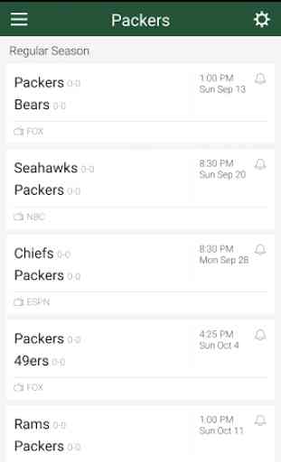 Football Schedule for Packers 3
