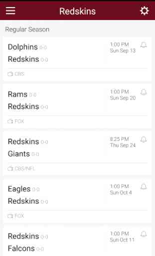 Football Schedule for Redskins 3