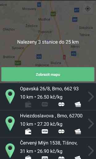 Mapa CNG stanic pro ČR a SR 2