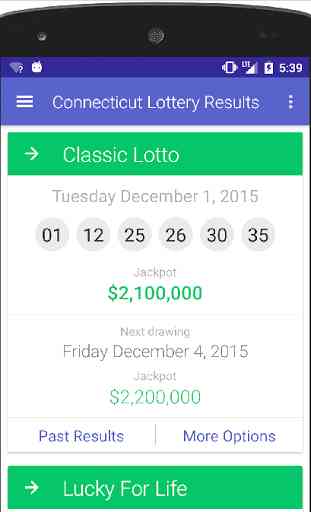 Results for CT Lottery 1
