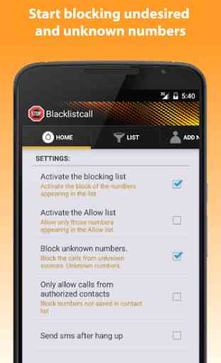 Blacklistcall -Block numbers 1