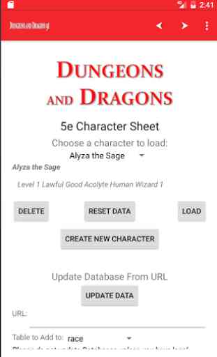 Character Sheet for DnD 5e 1
