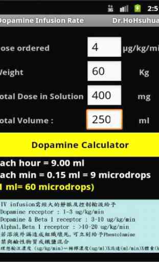 Dopamine Infusion Rate 2