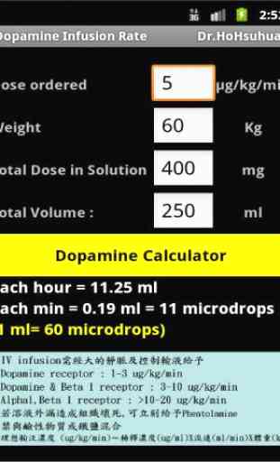 Dopamine Infusion Rate 3