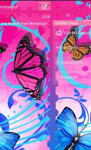 GO SMS Theme butterflies 3