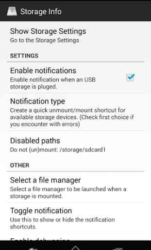 Shortcut for Storage Settings 1