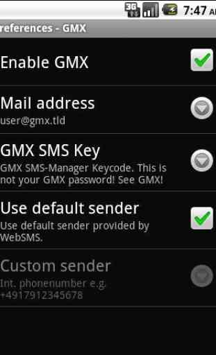 WebSMS: GMX Connector 2