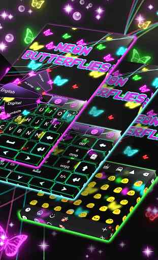 Neon Butterflies Keyboard 3