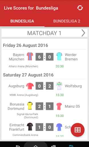 Live Scores for Bundesliga 2