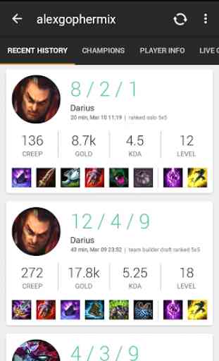 Match History for LoL 2