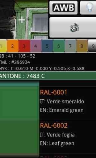 Color detector for RAL PANTONE 3