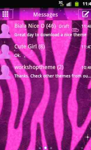 GO SMS Pro Theme Pink Zebra 1