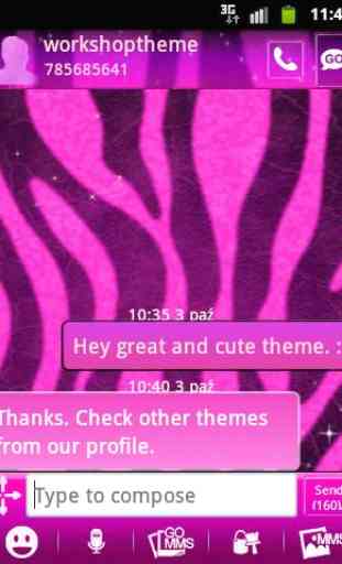 GO SMS Pro Theme Pink Zebra 2