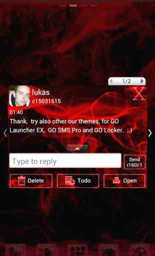 GO SMS Pro Theme Red Smoke 4