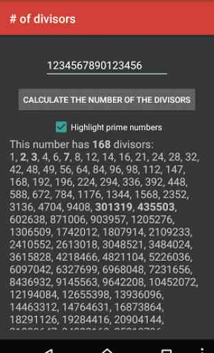 Number of divisors 1