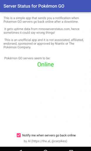 Server Status for Pokemon GO 1