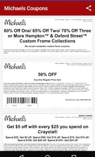 Coupons for MIchaels 1
