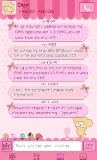 GO SMS Pro Pink Sweet theme 1