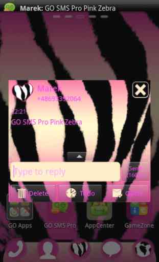 Pink Zebra Theme for GO SMS 2